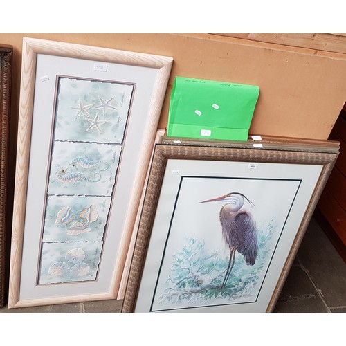 831 - After Richard E Williams, six large signed limited edition prints, herons, shell, fish etc, all fram... 