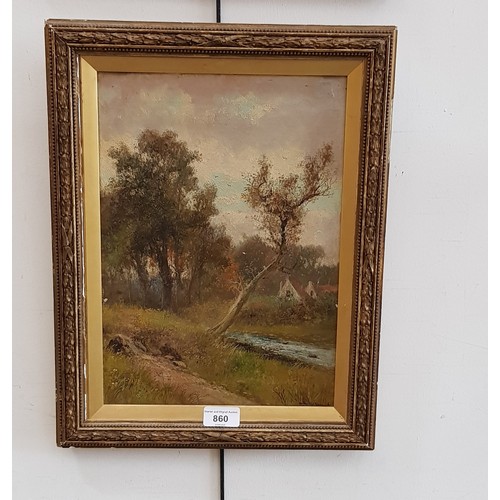 860 - Abraham Hulk Junior (British, 1851-1922), oil on canvas, rural scene, 24.5cm x 34.5cm, signed to low... 