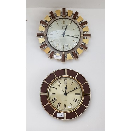 879 - Two mid 20th century Metamec wall clocks.