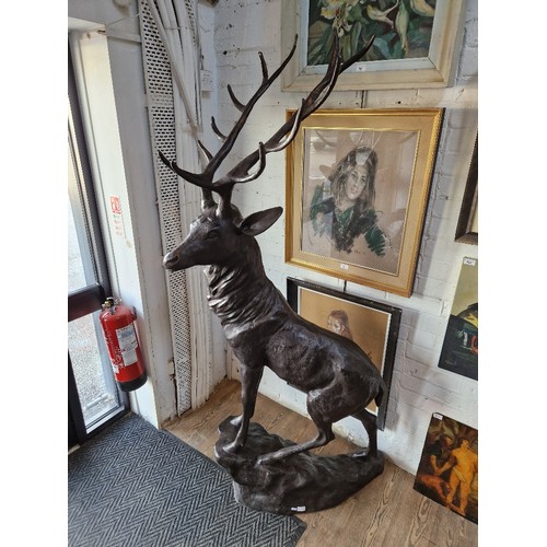 880A - A life size bronze sculpture of a stag, after Cristophe Fratin (French, 1801-1864), marked 'FRATIN' ... 