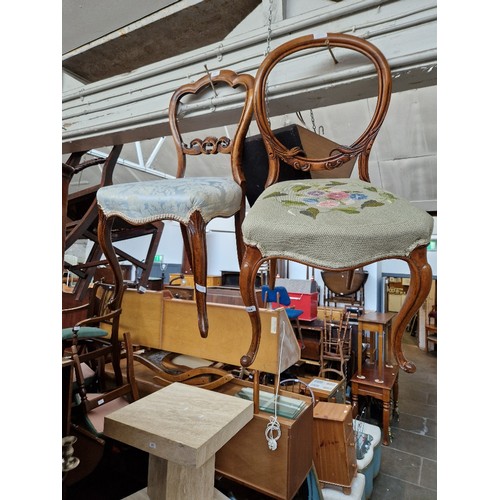 1008 - Two Victorian walnut chairs with cabriole legs.