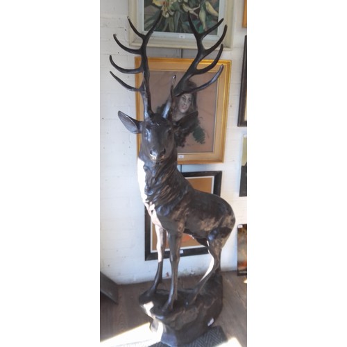 880A - A life size bronze sculpture of a stag, after Cristophe Fratin (French, 1801-1864), marked 'FRATIN' ... 