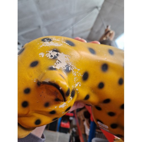 239 - Two resin cheetah animal figures, height 73cm and 56cm.