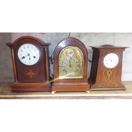 92 - A group of three Edwardian mantle clocks, all as found.