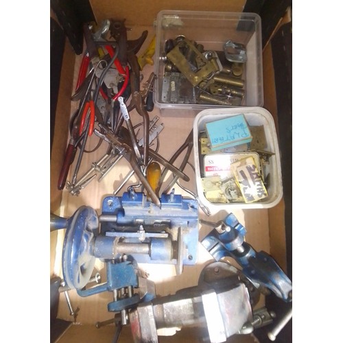 83 - A box of mainly assorted horologist's spares and tools.