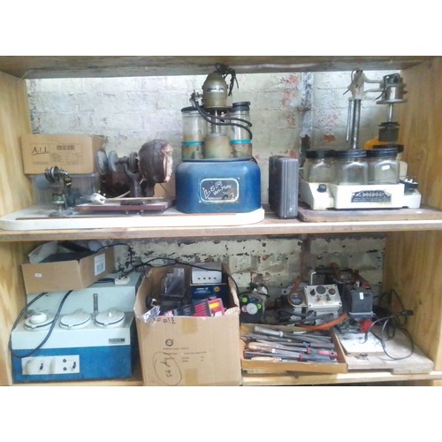 85 - Assorted horology equipment including two vintage watch cleaning machines etc. etc.