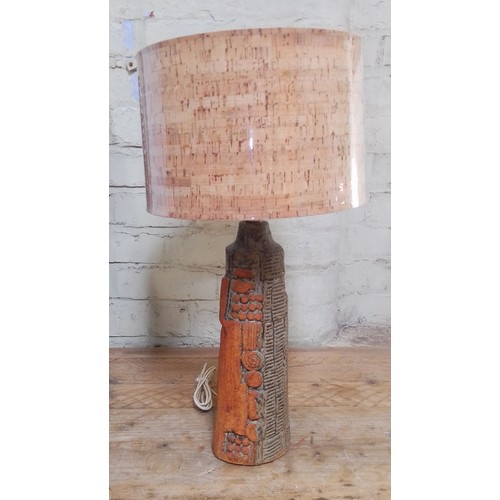 134 - A Bernard Rooke studio pottery lamp, height 59cm (including shade).