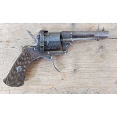 150 - An antique Belgian 7mm pinfire revolver, length 18cm.