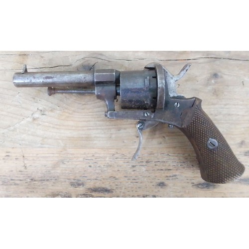 150 - An antique Belgian 7mm pinfire revolver, length 18cm.