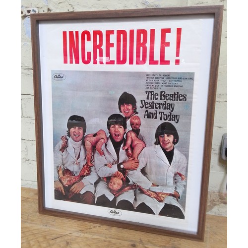 139 - A Beatles Incredible 'Yesterday and Today' butcher album poster, 42.5cm x 57cm, framed, 51cm x 61cm.