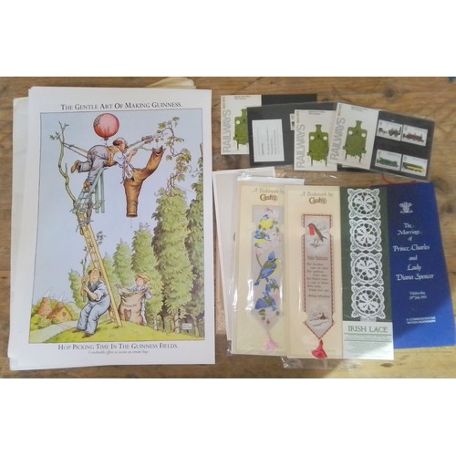 198 - A set of 12 John Ireland Guinness posters, together with a few book marks and mint stamp packs.