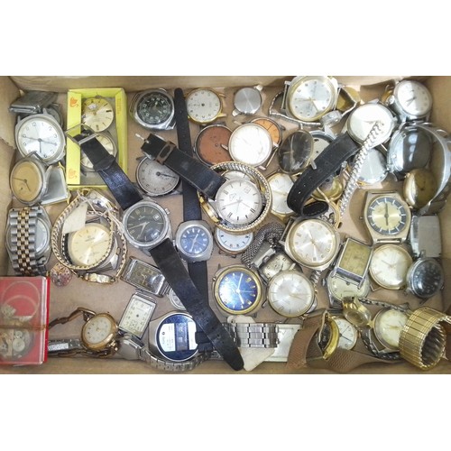 266 - A box of mainly mechanical wristwatches.