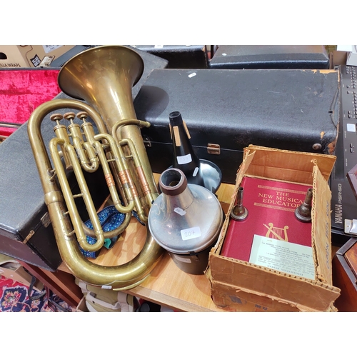 207 - A Boosey brass euphonium by Besson & Co. London, serial no.H75983, with accessories and 'The New Mus... 