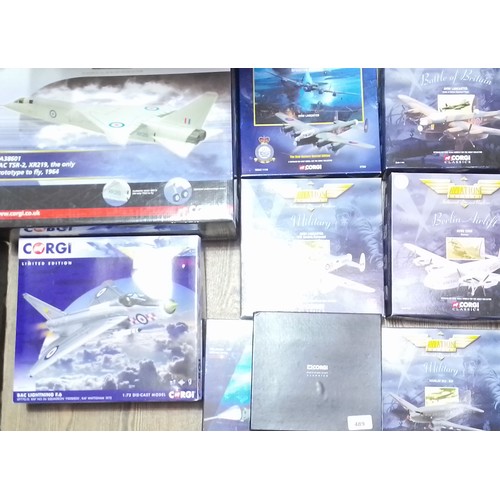 489 - A collection of die-cast aircraft models comprising mainly Corgi.