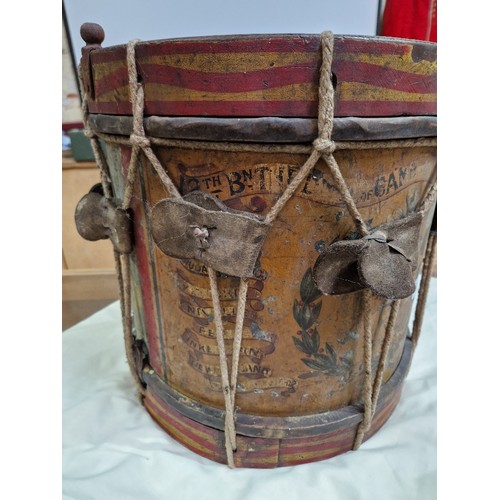 148 - A 12th Battalion Duke of Cambridge's Own (Middlesex Regiment) military side drum.