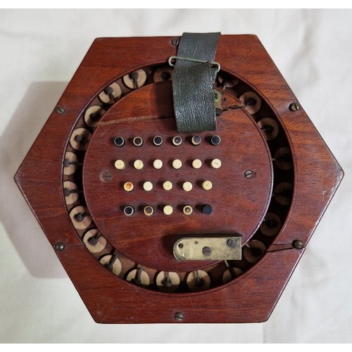 208 - A Victorian concertina squeeze box, the mahogany case marked 'G F Wilson, London', together with a C... 