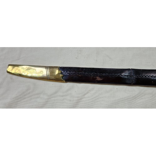 152 - A Naval type sabre with wired shagreen handle, brass guard and cast lion pommel, blade length 74.5cm... 