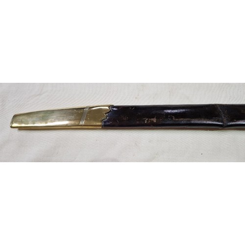 152 - A Naval type sabre with wired shagreen handle, brass guard and cast lion pommel, blade length 74.5cm... 