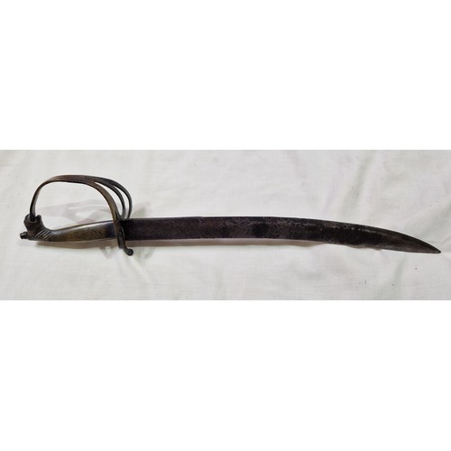 152 - A Naval type sabre with wired shagreen handle, brass guard and cast lion pommel, blade length 74.5cm... 