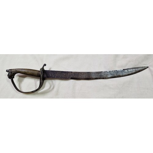 152 - A Naval type sabre with wired shagreen handle, brass guard and cast lion pommel, blade length 74.5cm... 