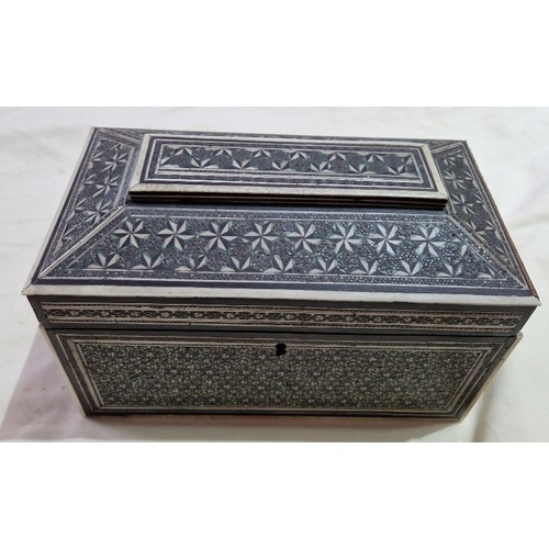 193 - An Indian 19th century Vizagapatam bone inlaid tea caddy, length 23cm.