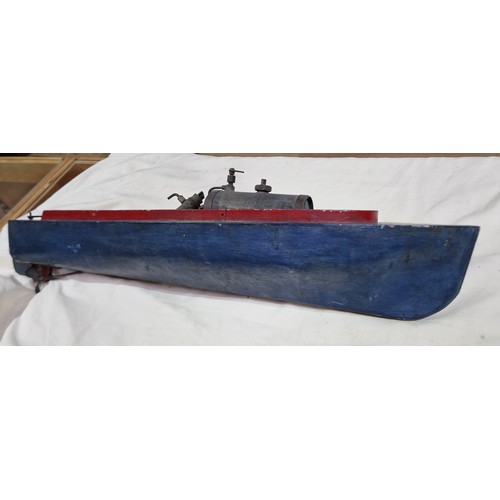 390 - A live steam model boat, length 62cm