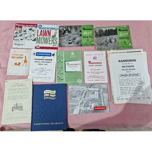 384 - Two boxes of assorted ephemera including motoring, garden machinery, also including a Fighters poste... 