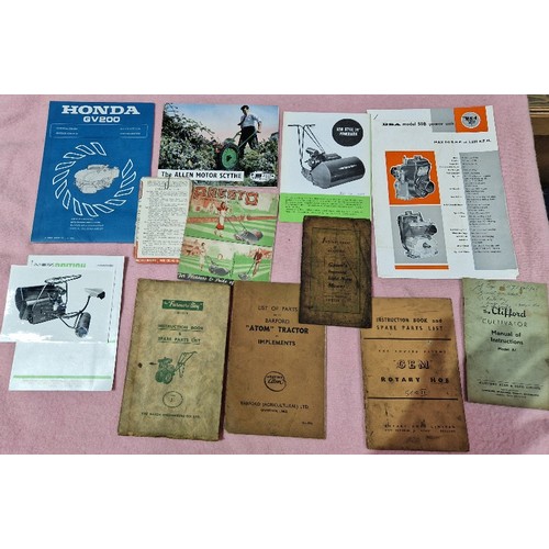 384 - Two boxes of assorted ephemera including motoring, garden machinery, also including a Fighters poste... 