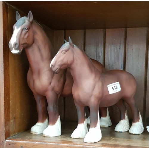 518 - Two Beswick shire horses