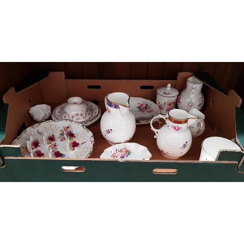 531 - Coalport china including Caughley mask-head jugs, set of 6 place card holders, vintage trio (made 18... 