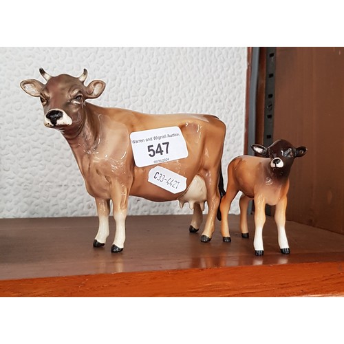 547 - Beswick Jersey Cow ‘Newton Tinkle’ (1345) and Jersey Calf (1249D)