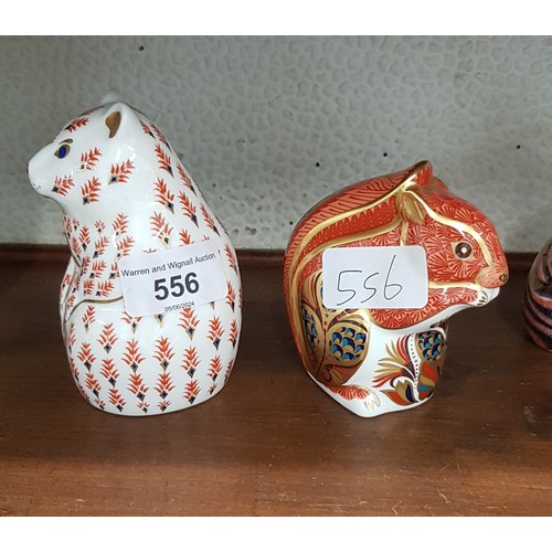 556 - Royal Crown Derby squirrel and a hamster - silver stoppers