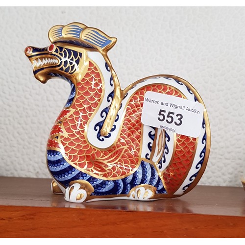 553 - Royal Crown Derby Dragon - silver stopper