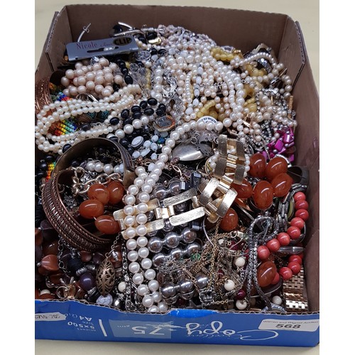 568 - A box of assorted costume jewellery