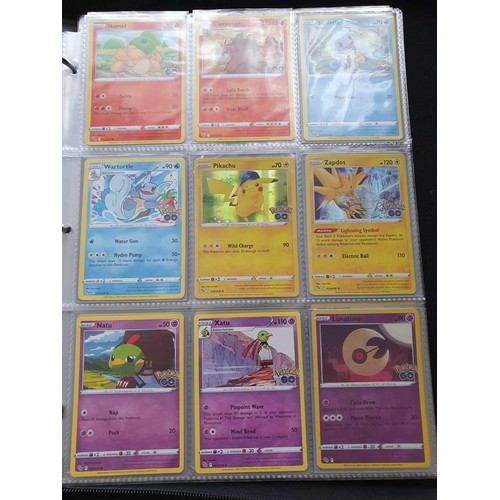 458 - A folder of Pokemon cards, over 200, various sets including GX, EX, promo cards, Pikachu set and Cha... 