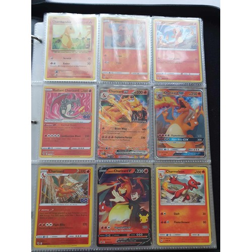 458 - A folder of Pokemon cards, over 200, various sets including GX, EX, promo cards, Pikachu set and Cha... 