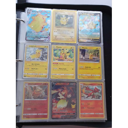 458 - A folder of Pokemon cards, over 200, various sets including GX, EX, promo cards, Pikachu set and Cha... 