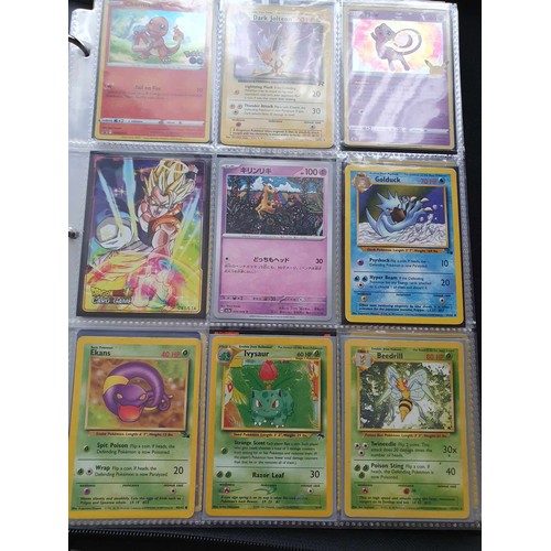 458 - A folder of Pokemon cards, over 200, various sets including GX, EX, promo cards, Pikachu set and Cha... 