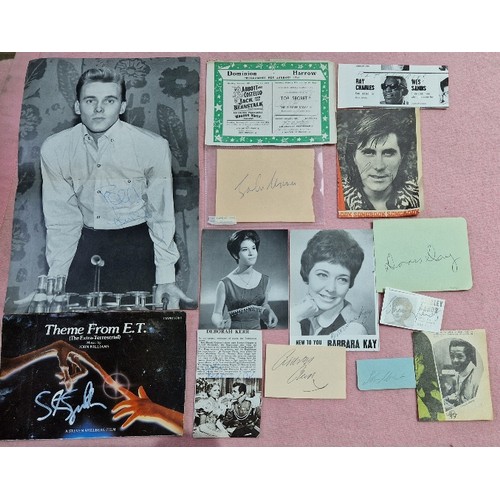 139A - A collection of assorted autographs, including John Lennon, Ray Charles, Steven Spielberg etc