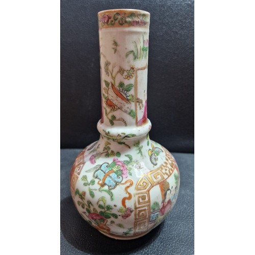 297 - A chinese porcelain famille rose bottle vase, late 19th century, unmarked, height 18cm.