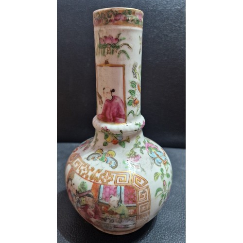 297 - A chinese porcelain famille rose bottle vase, late 19th century, unmarked, height 18cm.