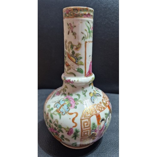 297 - A chinese porcelain famille rose bottle vase, late 19th century, unmarked, height 18cm.