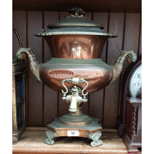 69 - A 19th century copper and brass samovar.