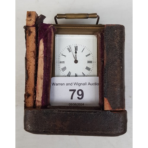 79 - A miniature brass carriage clock by Payne & Co London, height 9cm.