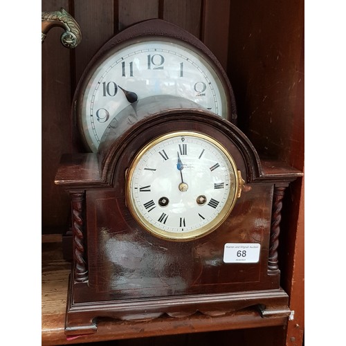 68 - An Edwardian inlaid mantel clock, the dial signed Maple & Co, and another mantel bracket clock.