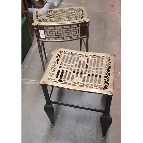 90 - Two 19th century brass and iron trivets.