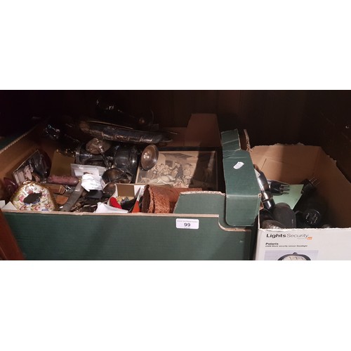 99 - A box of assorted collectables, plated ware, vintage radio valves etc.