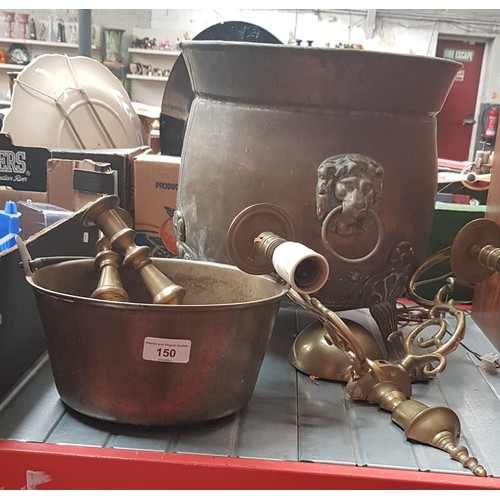 150 - Assorted metal ware including a coal hod etc.