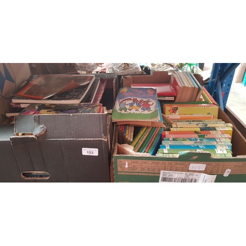 153 - Two boxes of children's books including Ladybird, Enid Blyton etc.