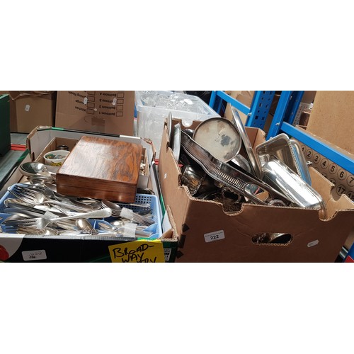 222 - 2 boxes of plated ware and cutlery